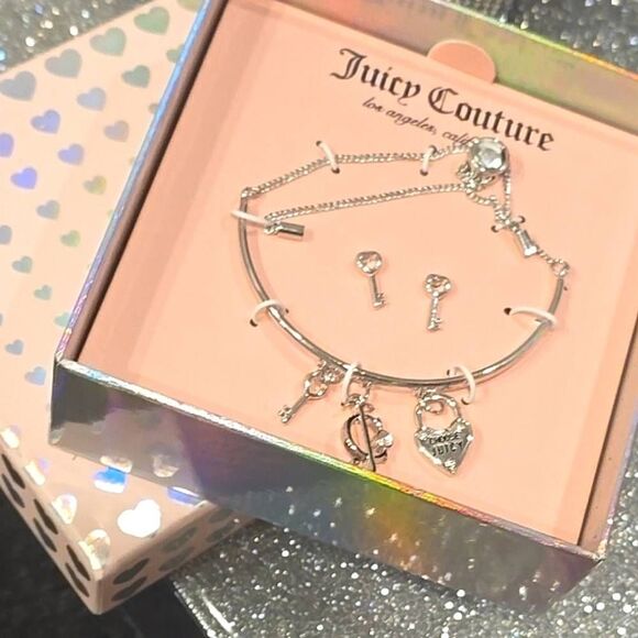 Juicy Couture Choose Juicy Lock & Key Charm Lariat Bracelet & Earring Set - Picture 10 of 10